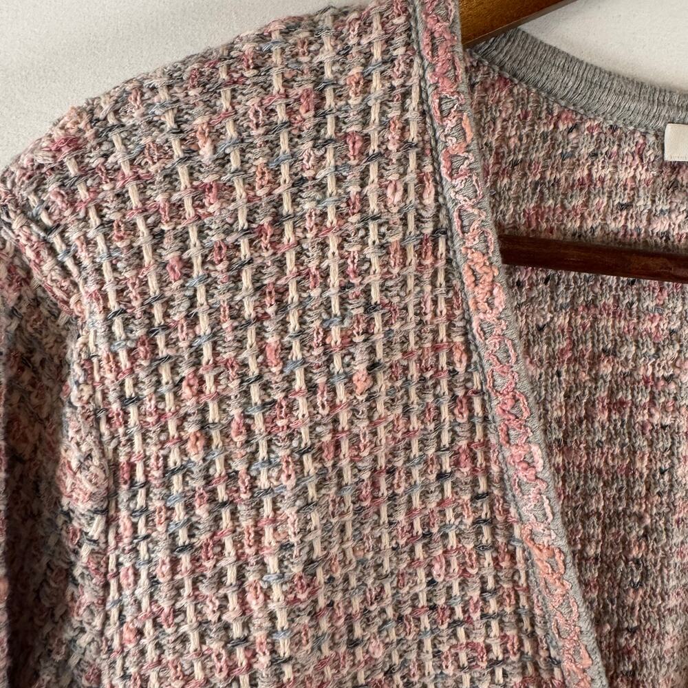 J.Jill Women’s L Cottagecore Cardigan Sweater Pink Cotton Blend Embroidered Boho - Picture 11 of 12